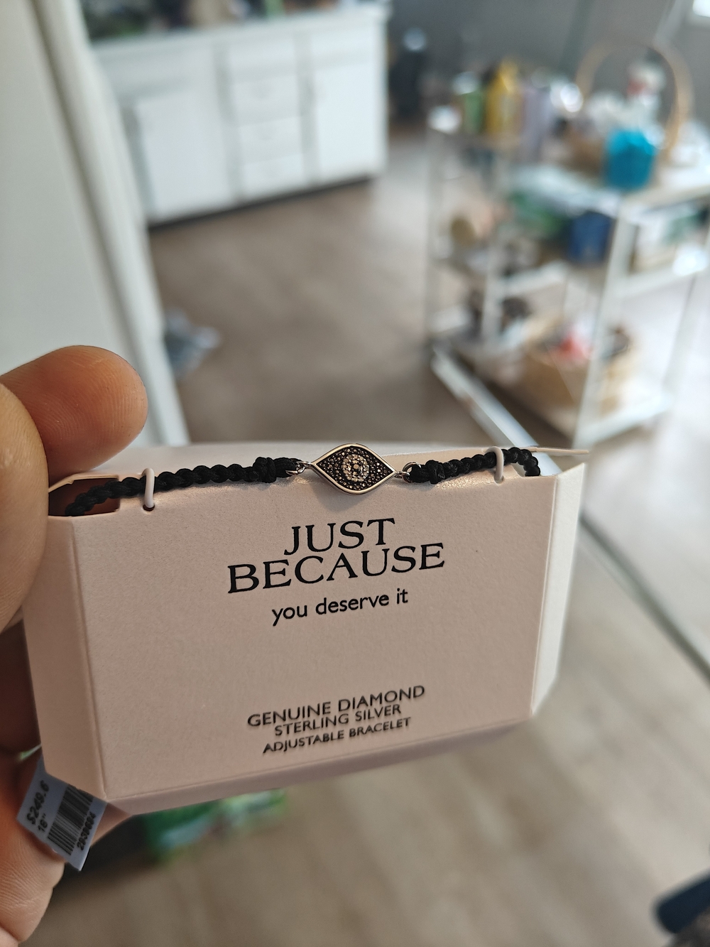 just be Sterling Silver Genuine Diamond Eye Bracelet - Black